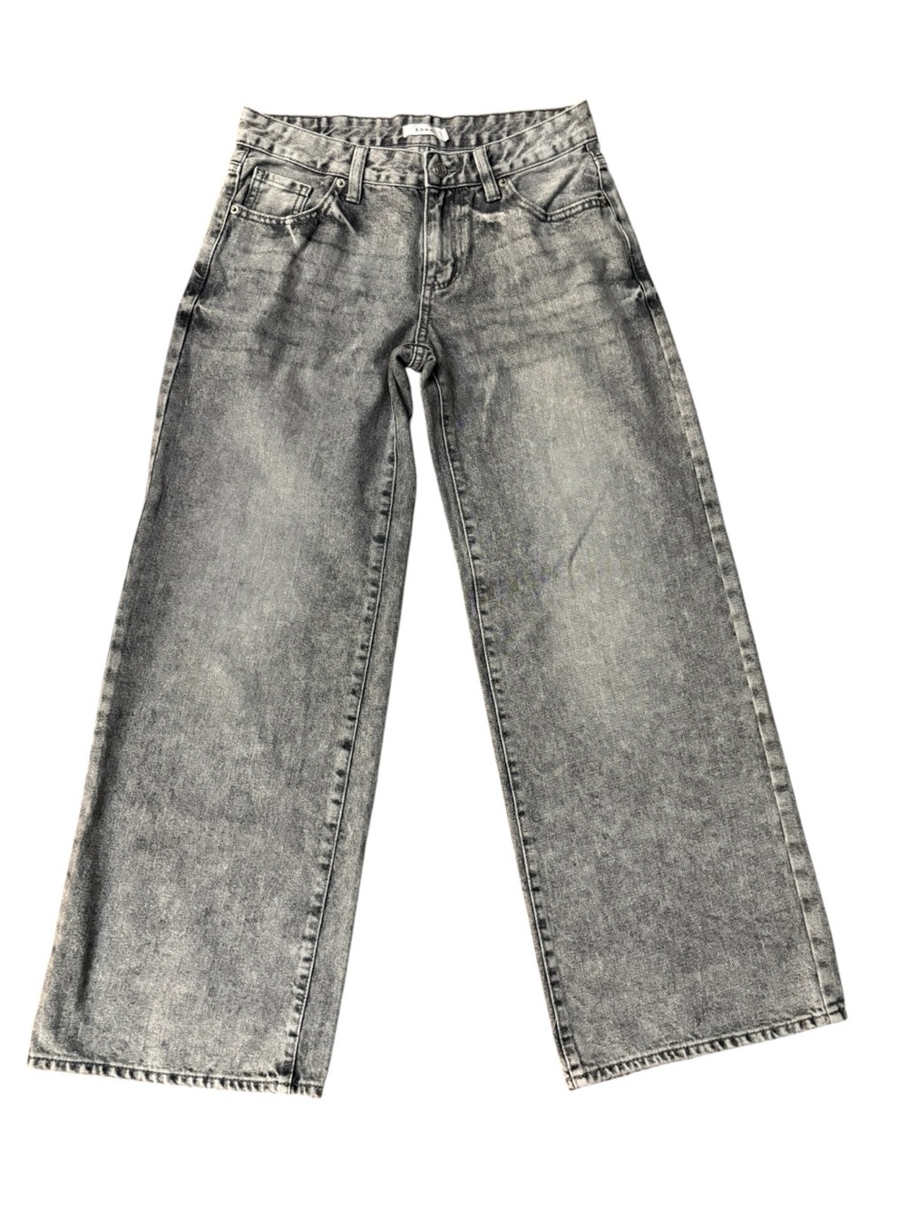 S.O.N.G. Wide Leg Cropped Jeans Gray Acid Wash Size 3/26 Y2K Baggy Denim